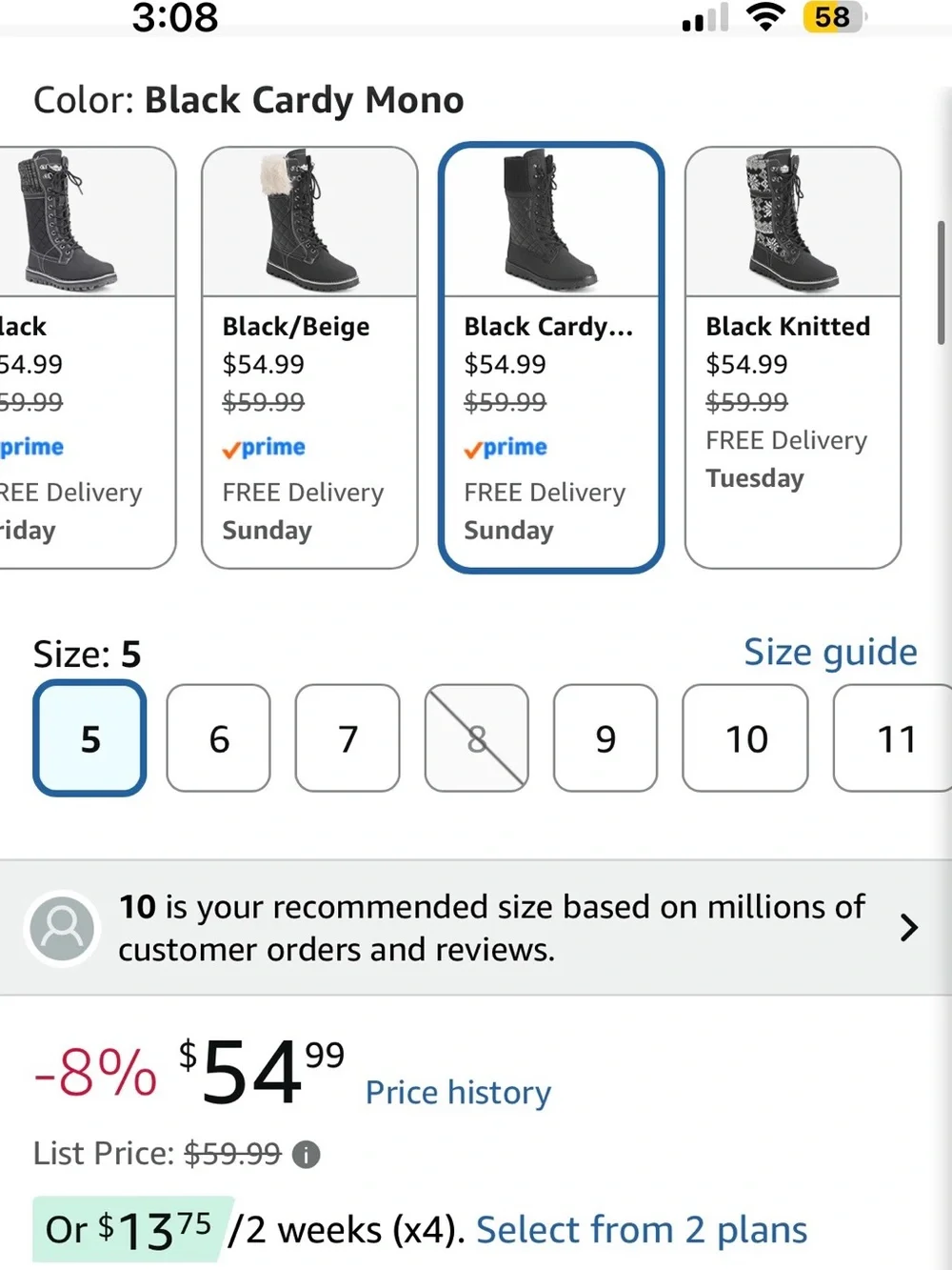 POLAR Black Quilted Lace-Up Zipper Winter Boots